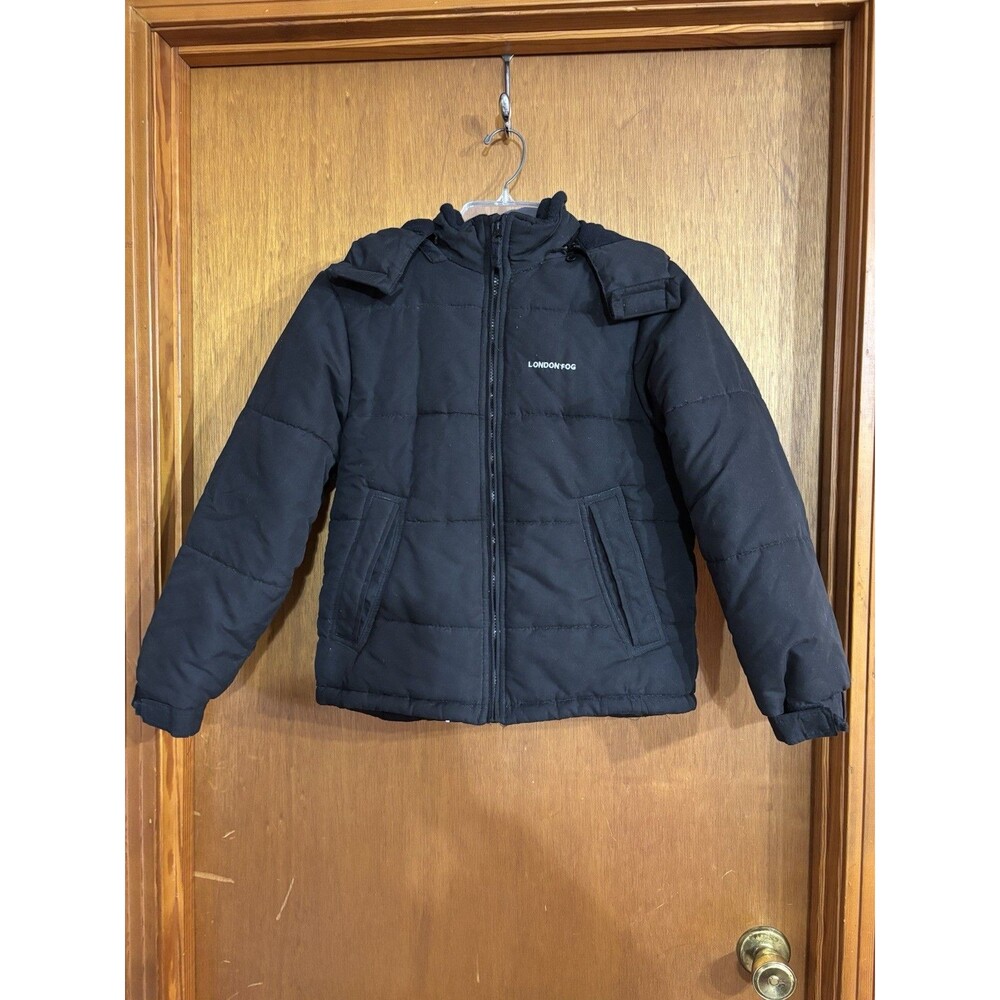 London Fog Puffer Coat Youth Boys Black Size Medium 10/12 C3